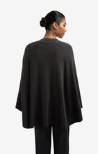 Load image into Gallery viewer, Wool &amp; Cashmere Blend Poncho with Tie Belt - Oyster Black
