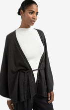 Load image into Gallery viewer, Wool &amp; Cashmere Blend Poncho with Tie Belt - Oyster Black
