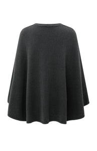Wool & Cashmere Blend Poncho with Tie Belt - Oyster Black