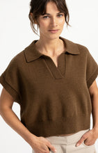 Load image into Gallery viewer, Knitted spencer with collar - Teak brown
