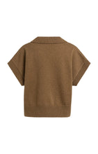 Load image into Gallery viewer, Knitted spencer with collar - Teak brown
