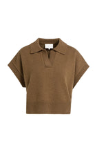 Load image into Gallery viewer, Knitted spencer with collar - Teak brown
