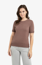 Load image into Gallery viewer, Cotton Blend Short Sleeve Sweater - Deep Taupe Brown
