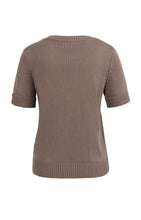 Load image into Gallery viewer, Cotton Blend Short Sleeve Sweater - Deep Taupe Brown
