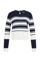Load image into Gallery viewer, Cotton Blend Knit Striped Sweater - Navy

