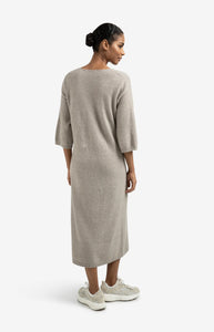 Knit V Neck Dress - Brown Grey