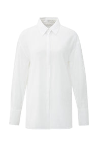 Long Blouse with Removable Collar & Cuffs - White