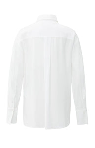 Long Blouse with Removable Collar & Cuffs - White