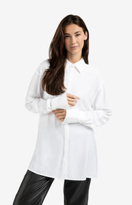 Long Blouse with Removable Collar & Cuffs - White