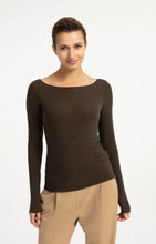 Load image into Gallery viewer, Long Sleeve Boat Neck Top - Slate Brown
