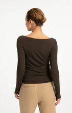 Load image into Gallery viewer, Long Sleeve Boat Neck Top - Slate Brown
