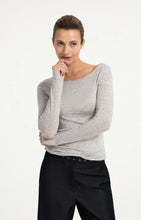Load image into Gallery viewer, Boat Neck Long Sleeve Top - Grey

