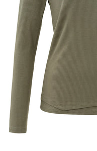 Long Sleeve Top with Cutouts - Stone Grey