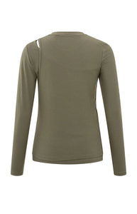 Long Sleeve Top with Cutouts - Stone Grey