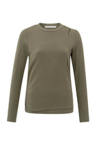 Load image into Gallery viewer, Long Sleeve Top with Cutouts - Stone Grey
