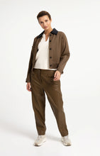 Load image into Gallery viewer, Jacket with contrast collar - Teak Brown Melange
