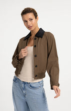 Load image into Gallery viewer, Jacket with contrast collar - Teak Brown Melange
