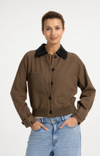 Load image into Gallery viewer, Jacket with contrast collar - Teak Brown Melange

