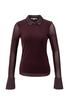 Load image into Gallery viewer, Mesh Long Sleeve Top with removable cuffs - Burgundy
