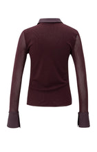Load image into Gallery viewer, Mesh Long Sleeve Top with removable cuffs - Burgundy
