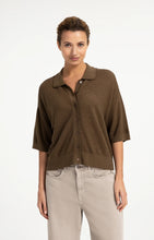 Load image into Gallery viewer, Mesh stitch knit cardigan - Teak Brown
