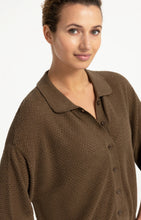 Load image into Gallery viewer, Mesh stitch knit cardigan - Teak Brown

