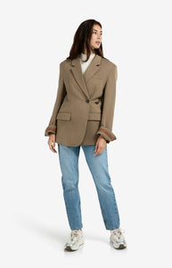 Oversized Blazer with Sleeve Detail - Caper Melange