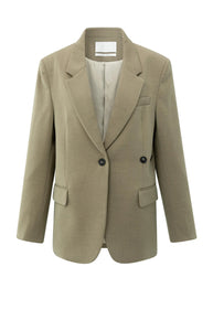 Oversized Blazer with Sleeve Detail - Caper Melange