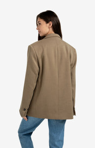 Oversized Blazer with Sleeve Detail - Caper Melange