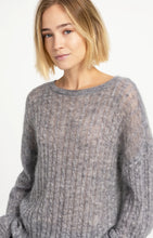 Load image into Gallery viewer, Wool/Cashmere Blend Oversized Cable Sweater - Grey
