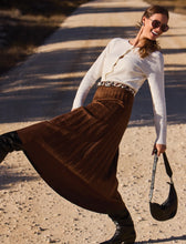 Load image into Gallery viewer, Pleated Stretch Faux Suede Maxi Skirt
