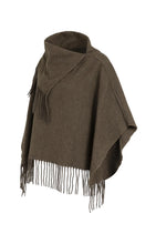 Load image into Gallery viewer, Poncho with fringe - Slate Brown
