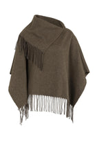 Load image into Gallery viewer, Poncho with fringe - Slate Brown
