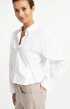 Load image into Gallery viewer, Poplin cotton blend blouse with adjustable waist - White

