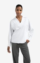 Load image into Gallery viewer, Poplin Blouse with Polo Collar - White
