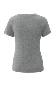 Cotton Blend Fine Knit Sweater - Grey