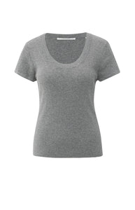 Cotton Blend Fine Knit Sweater - Grey