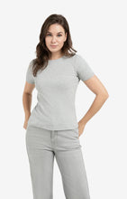 Load image into Gallery viewer, Cotton Blend Ribbed Tee - Medium Grey
