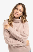 Load image into Gallery viewer, Ribbed Turtleneck Sweater - Grey Pink Melange
