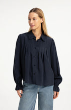 Load image into Gallery viewer, Sheer Pleated Blouse - Cat Black
