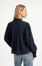 Load image into Gallery viewer, Sheer Pleated Blouse - Cat Black
