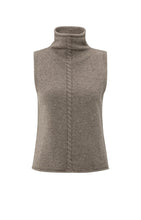 Load image into Gallery viewer, Sleeveless Sweater with Cable Detail - Brown Melange
