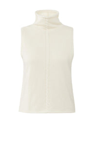 Sleeveless Sweater with Cable Detail - Off White