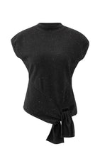 Load image into Gallery viewer, Sleeveless Sweater with knot detail and shimmer - Black
