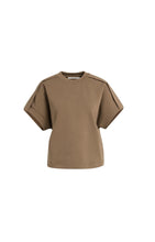Load image into Gallery viewer, Sleeveless sweatshirt with pleated shoulder detail - Teak Brown
