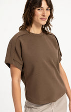 Load image into Gallery viewer, Sleeveless sweatshirt with pleated shoulder detail - Teak Brown
