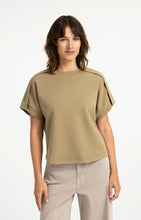 Load image into Gallery viewer, Sleeveless sweatshirt with pleated shoulder detail - Elmwood Green
