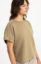 Load image into Gallery viewer, Sleeveless sweatshirt with pleated shoulder detail - Elmwood Green
