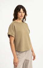 Load image into Gallery viewer, Sleeveless sweatshirt with pleated shoulder detail - Elmwood Green
