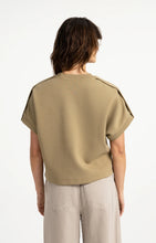 Load image into Gallery viewer, Sleeveless sweatshirt with pleated shoulder detail - Elmwood Green
